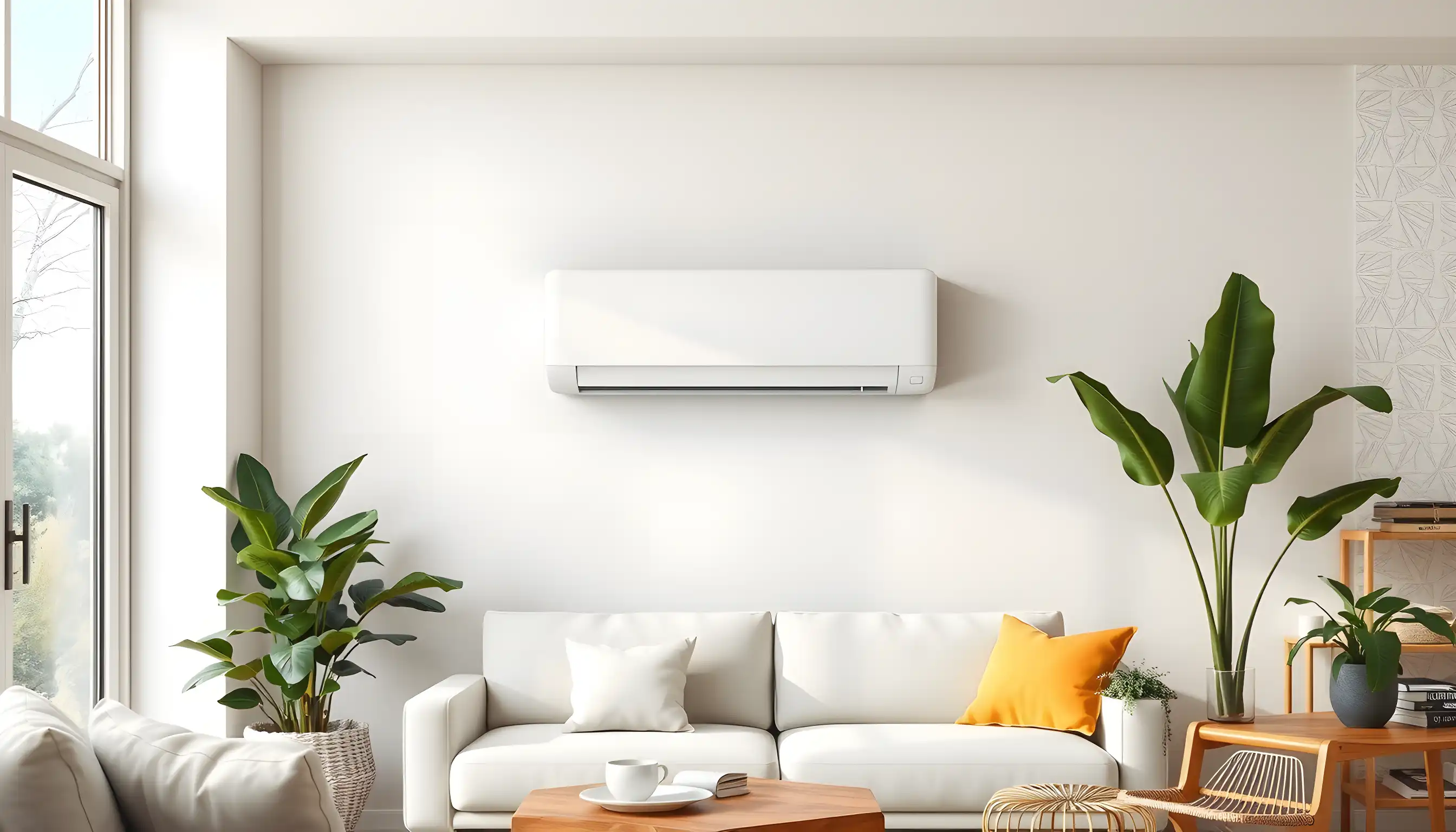Moderne Klimaanlage in einem hellen Wohnraum